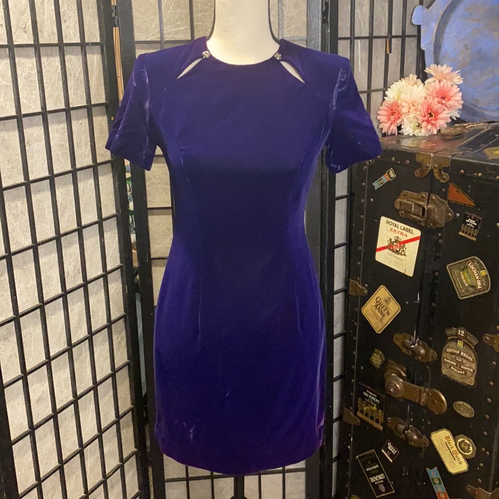 - Liz Claiborne Velvet Purple Cocktail Dress 2P